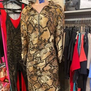 Snake Print Zip-Up Dress